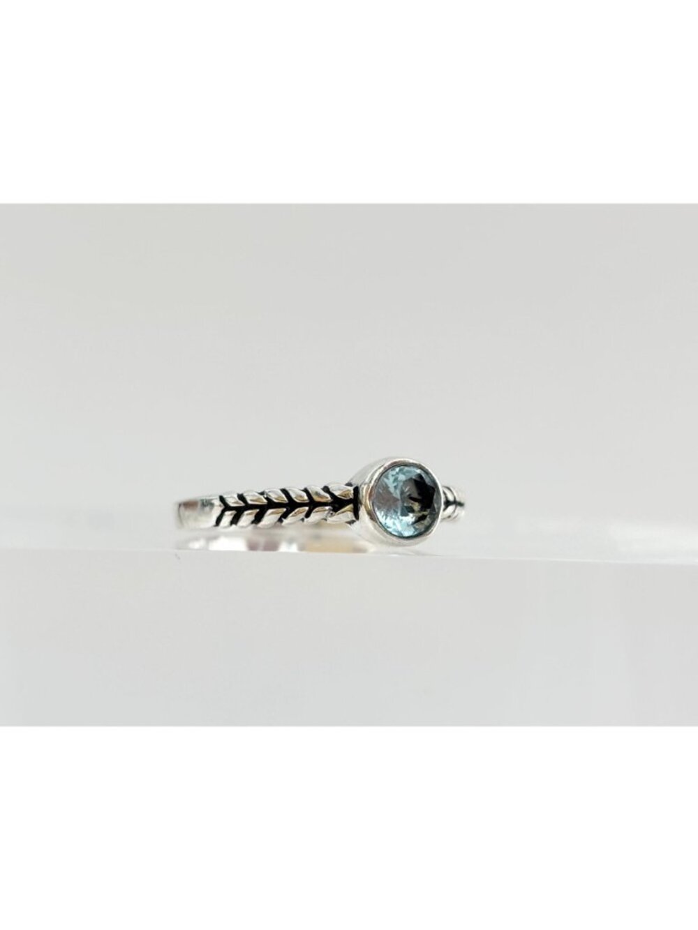 Aquamarine Gemstone Braided Solitaire Sterling Silver 925 Vintage Ring - sz 8.75 - Picture 4 of 14